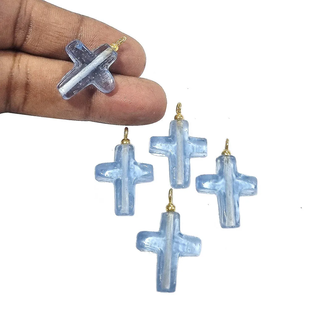 10 Pcs Pack, Light blue, Cross, Charms for jewelry making in size about 20mm