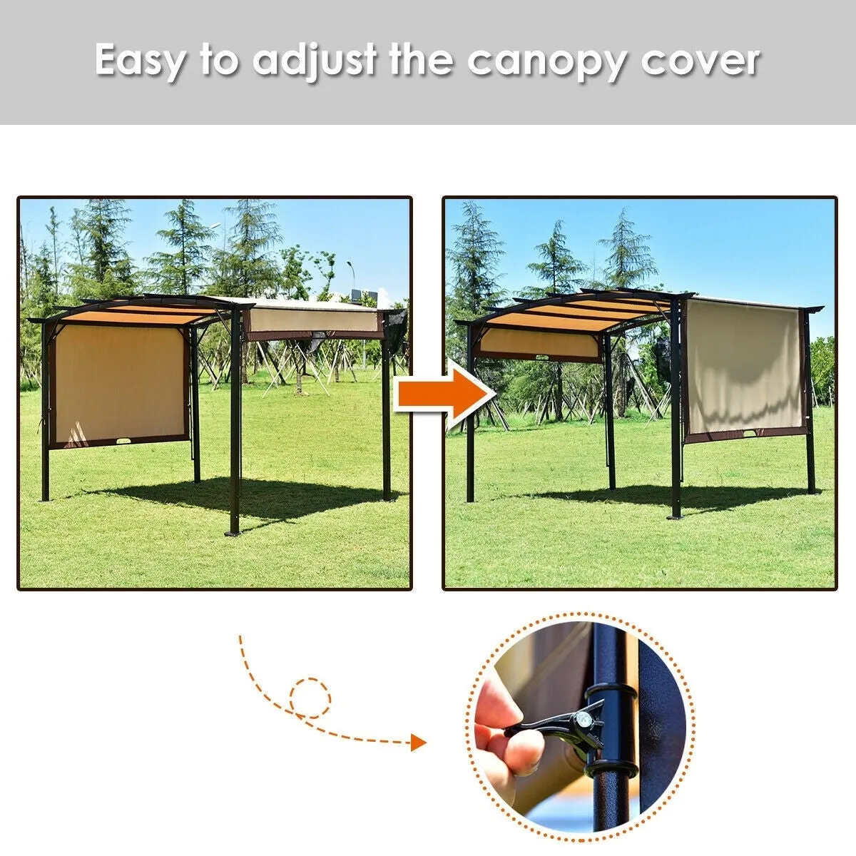 12' x 9' Outdoor Pergola Gazebo Canopy - Beige