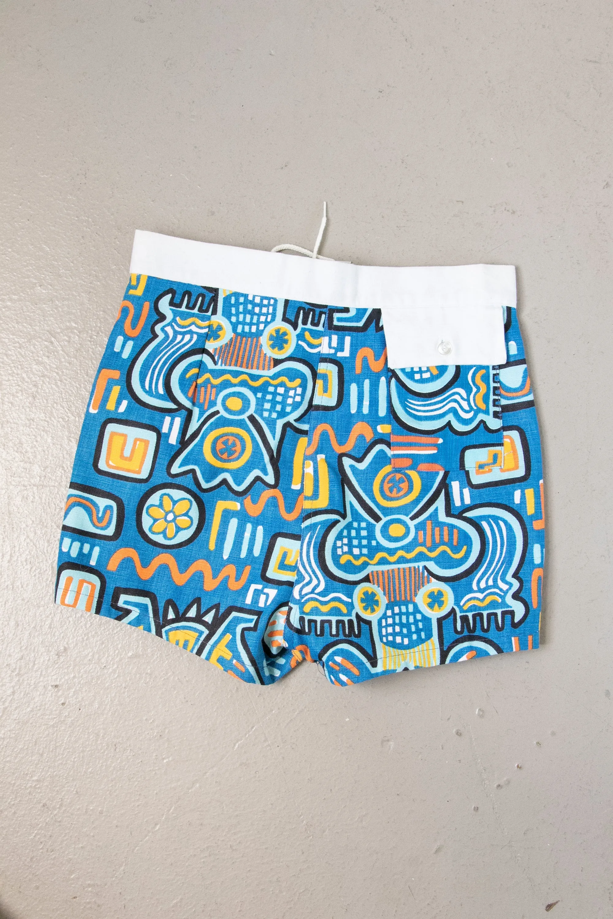 1960s Shorts Printed Cotton Trunks S/ XS