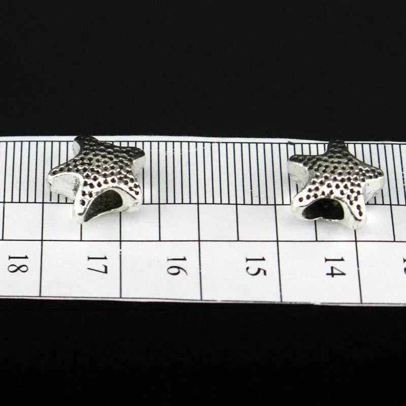 20 Pcs for 5mm round leather Antique Silver Star beads jewelry supplies jewelry finding D-5-5-12