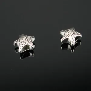 20 Pcs for 5mm round leather Antique Silver Star beads jewelry supplies jewelry finding D-5-5-12