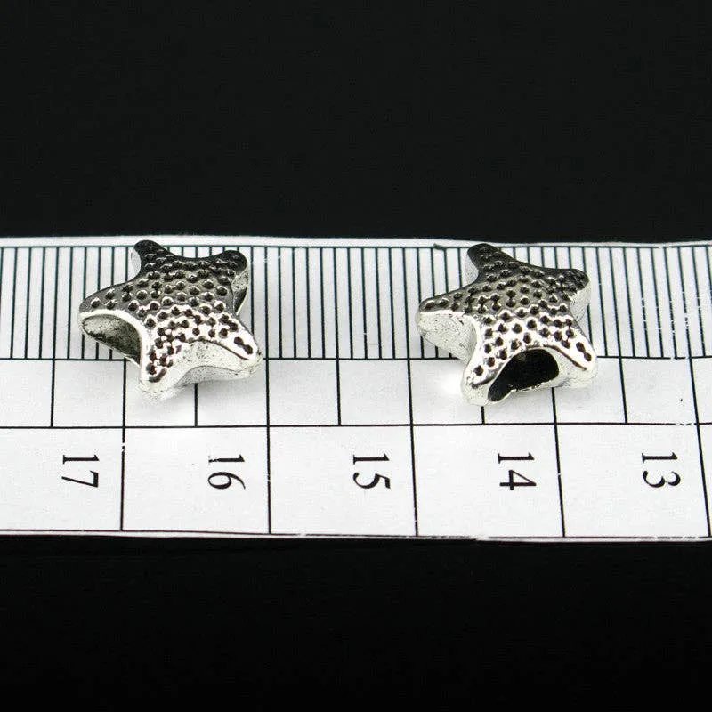 20 Pcs for 5mm round leather Antique Silver Star beads jewelry supplies jewelry finding D-5-5-12