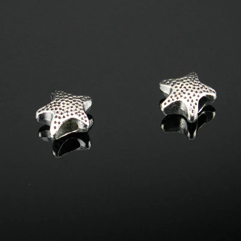 20 Pcs for 5mm round leather Antique Silver Star beads jewelry supplies jewelry finding D-5-5-12