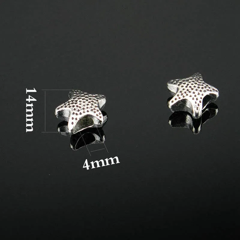 20 Pcs for 5mm round leather Antique Silver Star beads jewelry supplies jewelry finding D-5-5-12