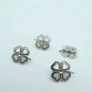 20pcs for 3mm leather flower Clover slider Antique Silver Clover charms jewelry finding supplies D-5-3-17