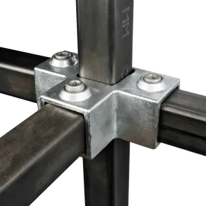 3 Way Side Outlet Tee Square Key Clamp For 25mm Box Section