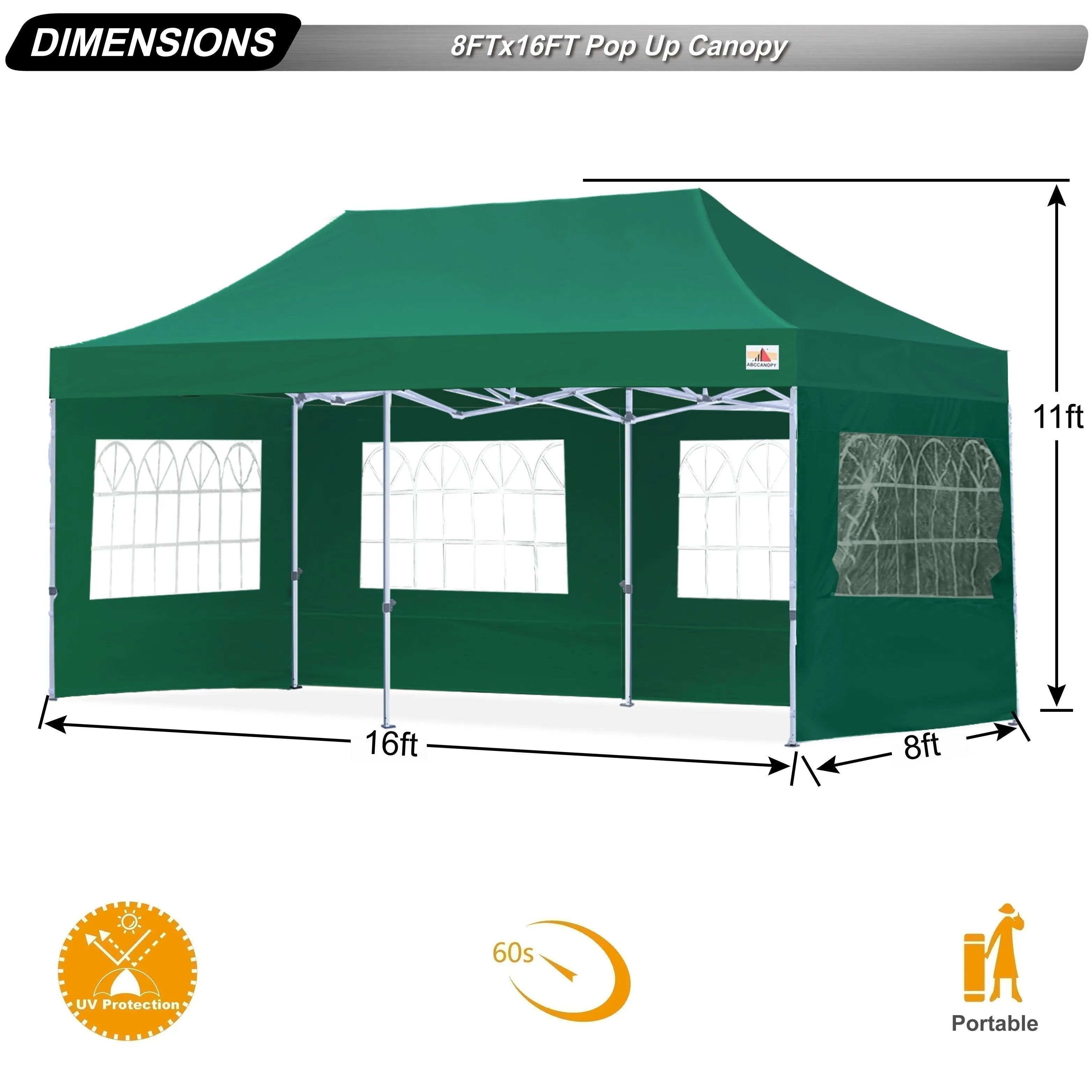 ABCCANOPY S1 Commercial Pop Up Church Canopy Tent with Window Sidewalls