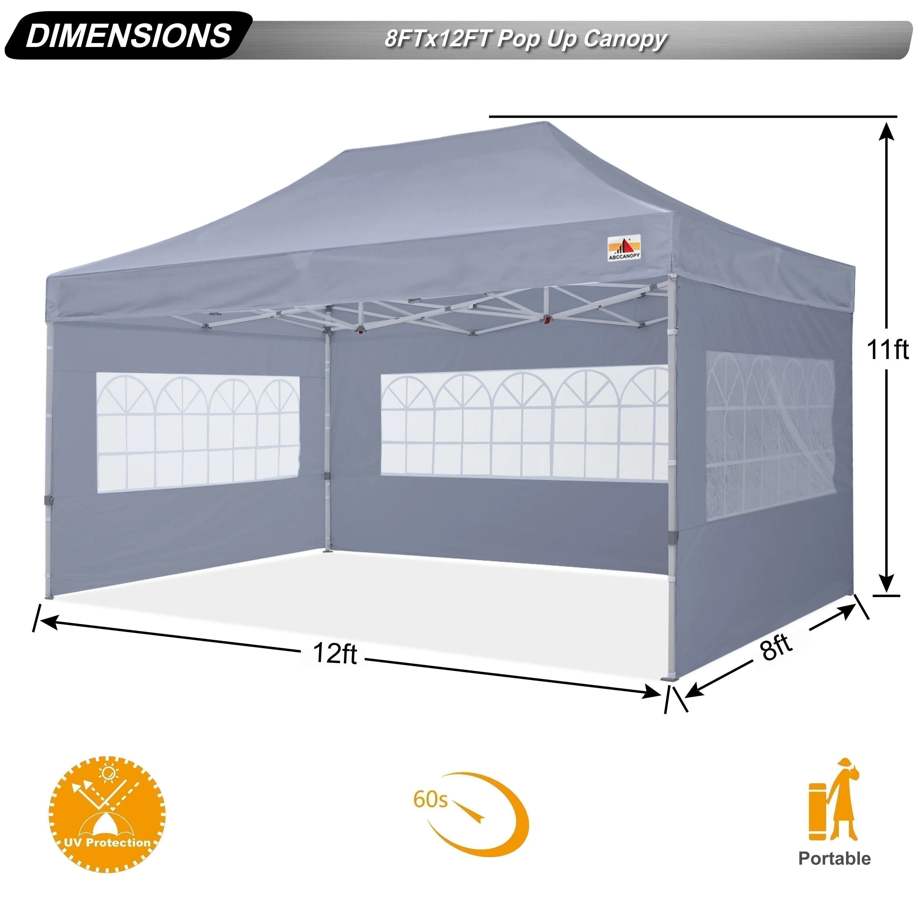 ABCCANOPY S1 Commercial Pop Up Church Canopy Tent with Window Sidewalls