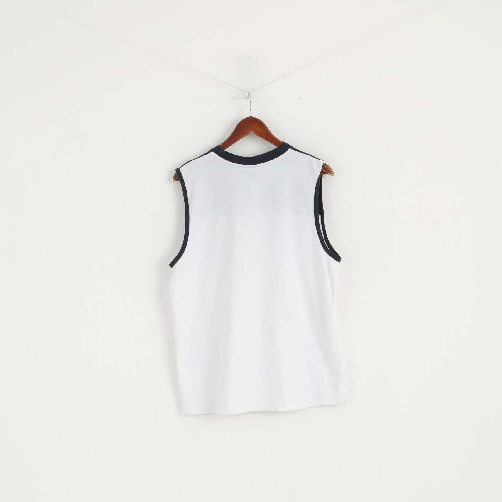 A.J. Apparel Men L Sleeveless White Cotton Orlando Florida Athletic Tank Top Shirt