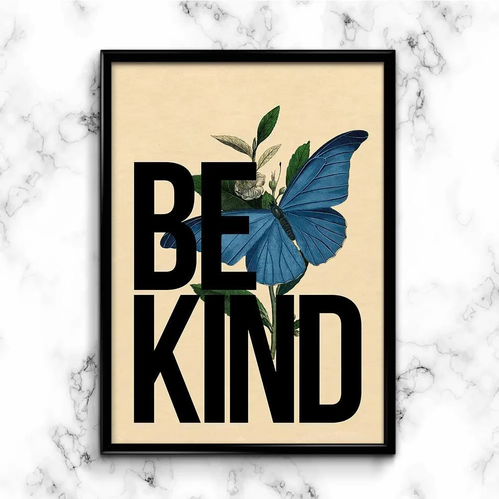 BE KIND Vintage Inspired Typography Print - Black