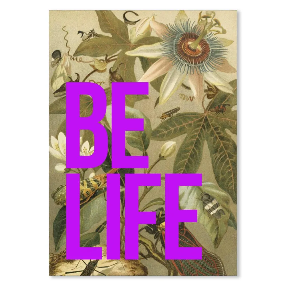 BE LIFE Vintage Inspired Typography Print - Pink