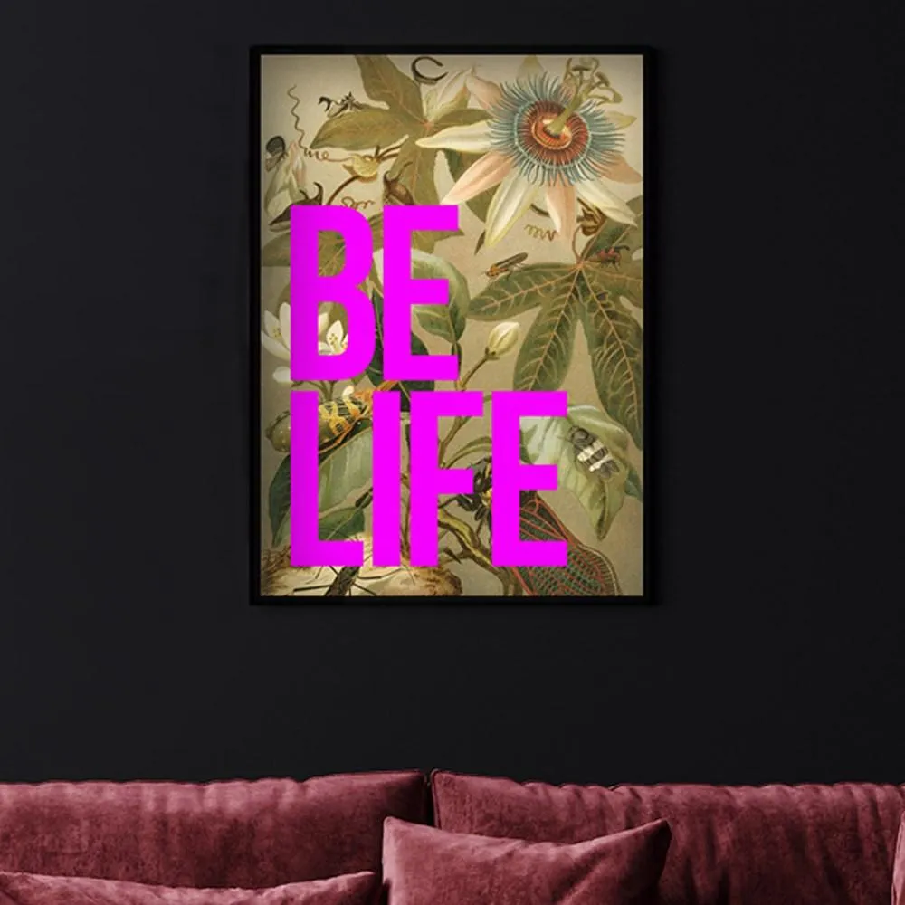 BE LIFE Vintage Inspired Typography Print - Pink