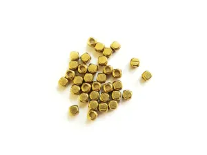 Bead, Brass, 3x3mm Square, 50 Pieces | 3x3.3mm方形銅珠，50個