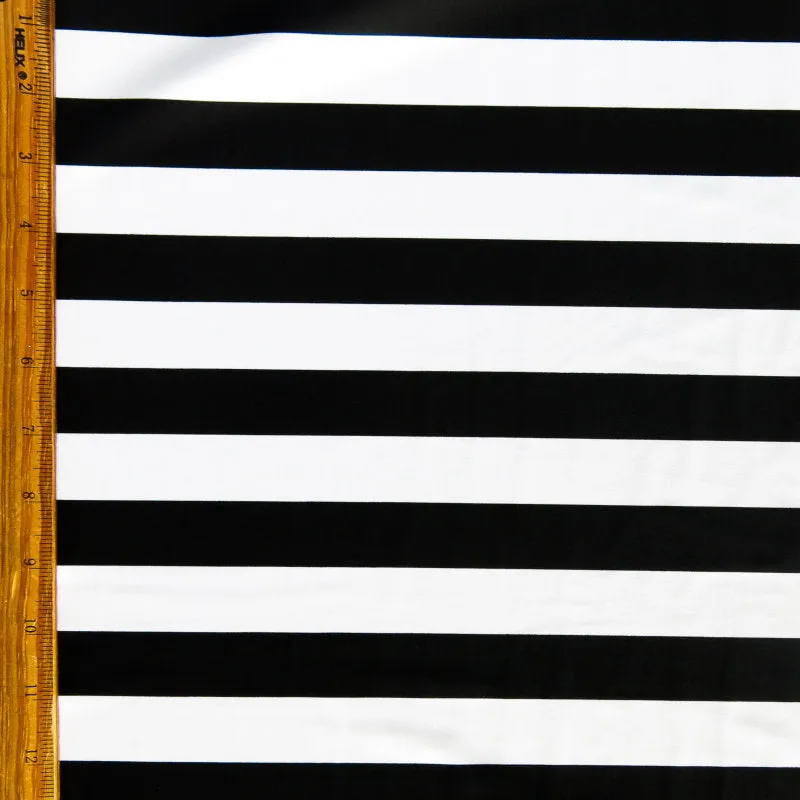 Black and White 1 inch Stripe Nylon Spandex Swimsuit Fabric