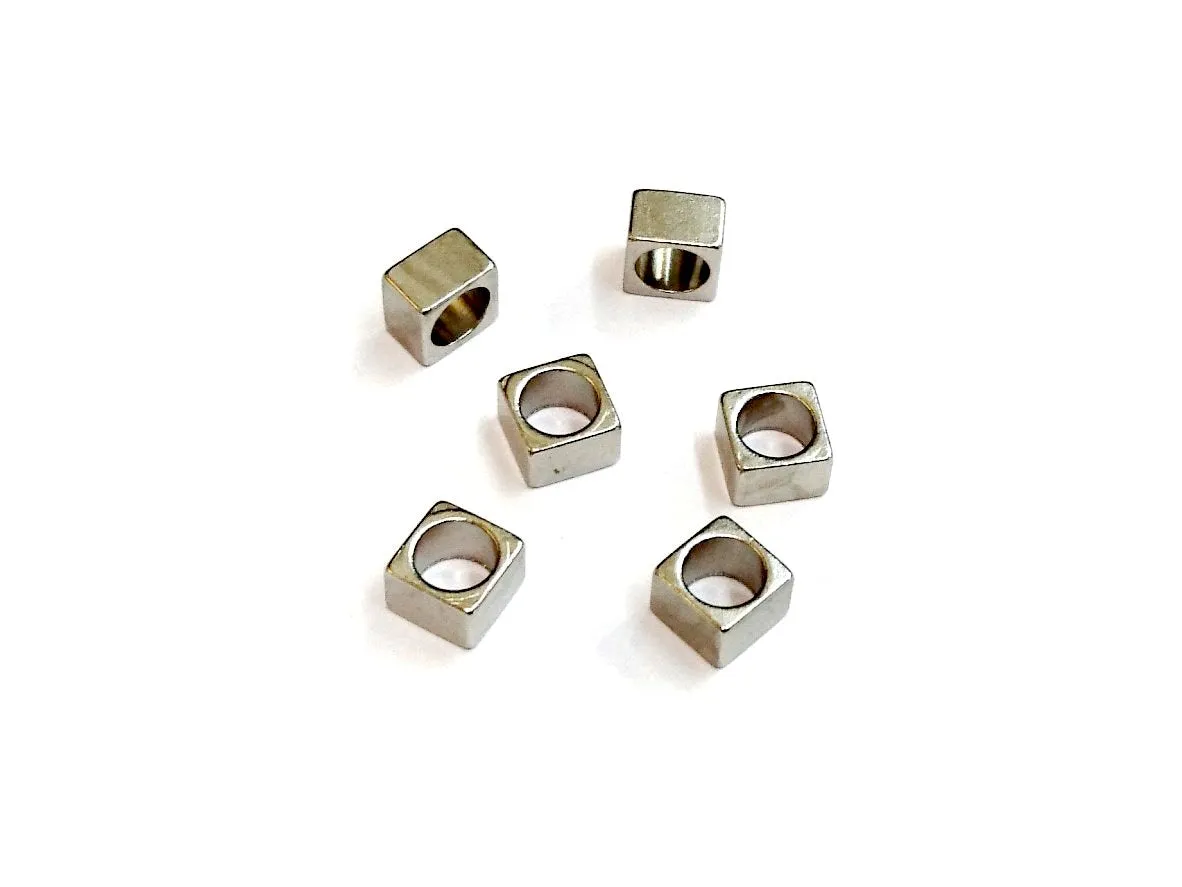 Brass beads, Solid brass, 6x6mm square rings, 6 pcs | 銅珠, 實心銅, 6x6mm正方圈, 6個