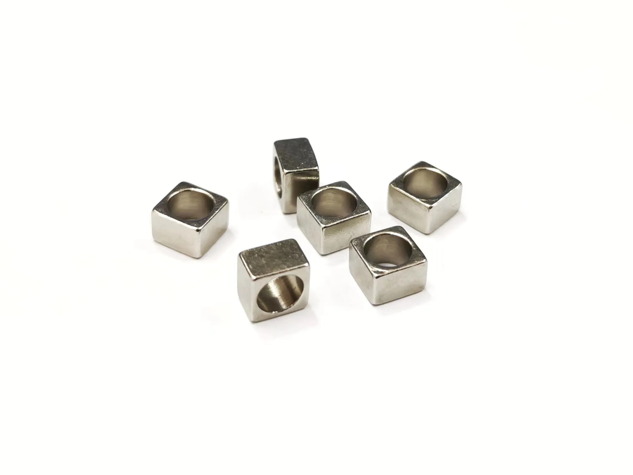 Brass beads, Solid brass, 6x6mm square rings, 6 pcs | 銅珠, 實心銅, 6x6mm正方圈, 6個