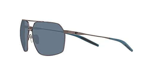 Costa Del Mar Men's Pilothouse Polarized Rectangular Sunglasses, Matte Dark Gunmetal/Grey Polarized-580P, 64 mm