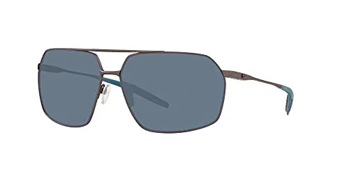 Costa Del Mar Men's Pilothouse Polarized Rectangular Sunglasses, Matte Dark Gunmetal/Grey Polarized-580P, 64 mm