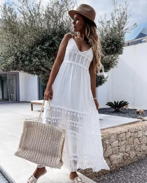 Devoted Cotton Lace Eyelet Midi Dress