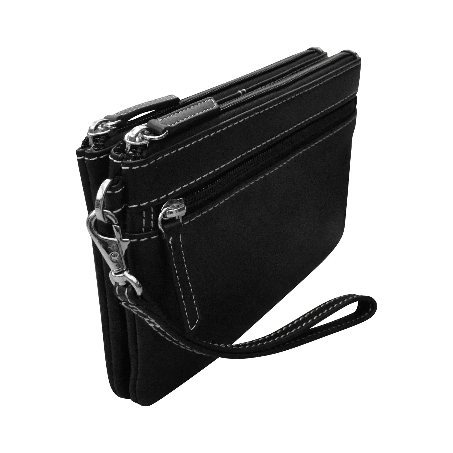 Double Zip Clutch with Wrist Strap