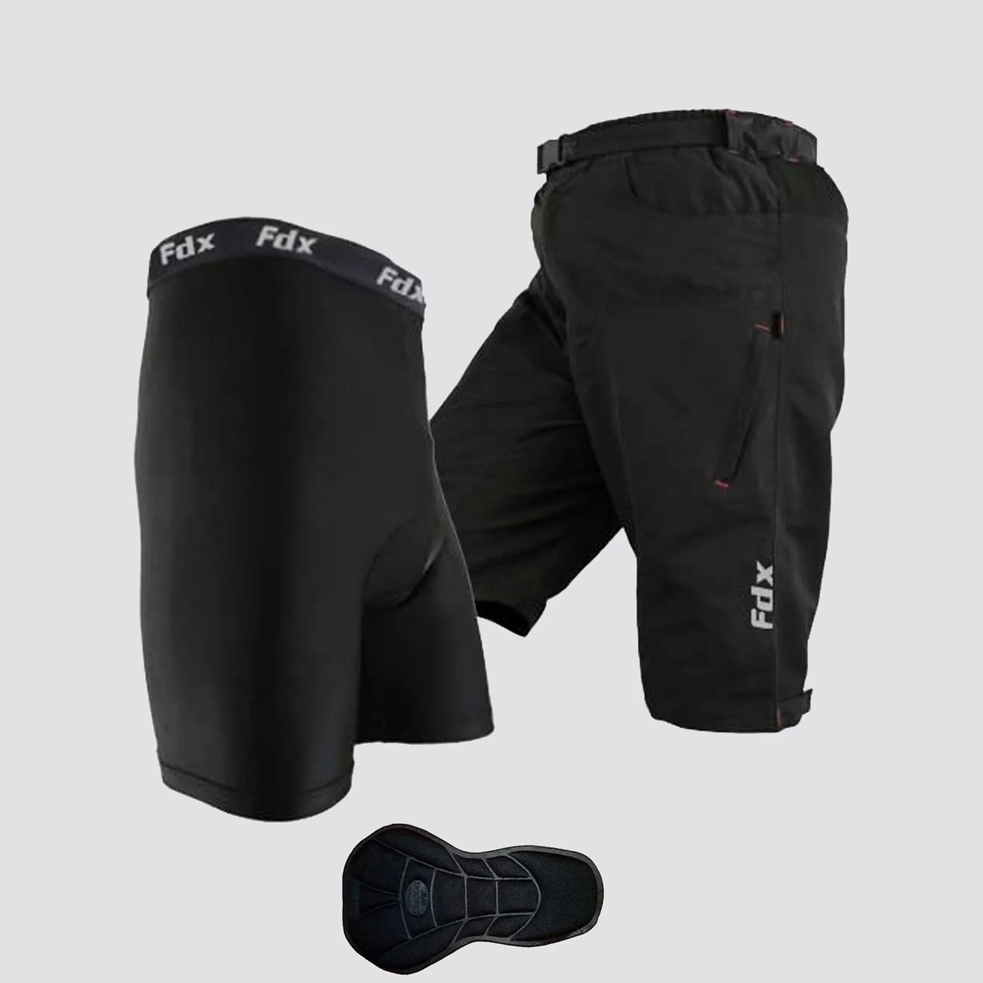 Fdx Drifter Black Men's & Boy's Mtb Padded Summer Cycling Shorts