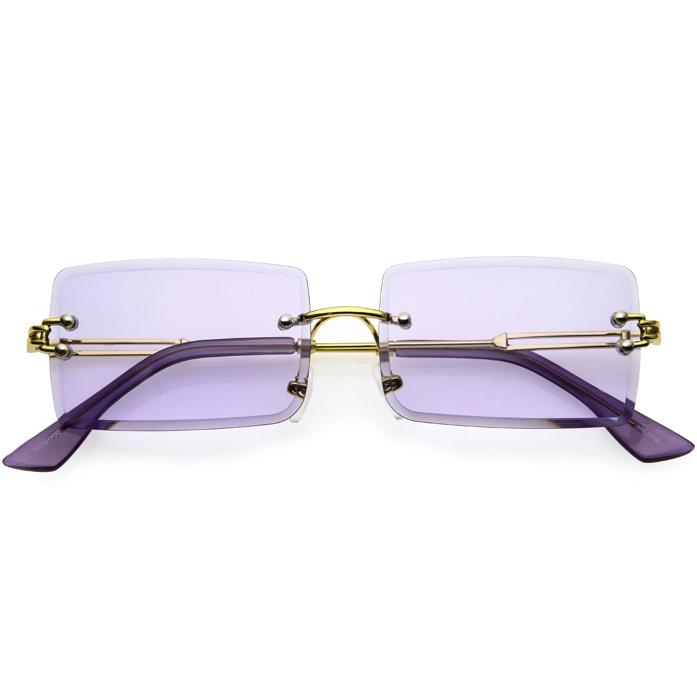 Luxe Color Tinted Bevelled Lens Metal Rectangle Sunglasses D224