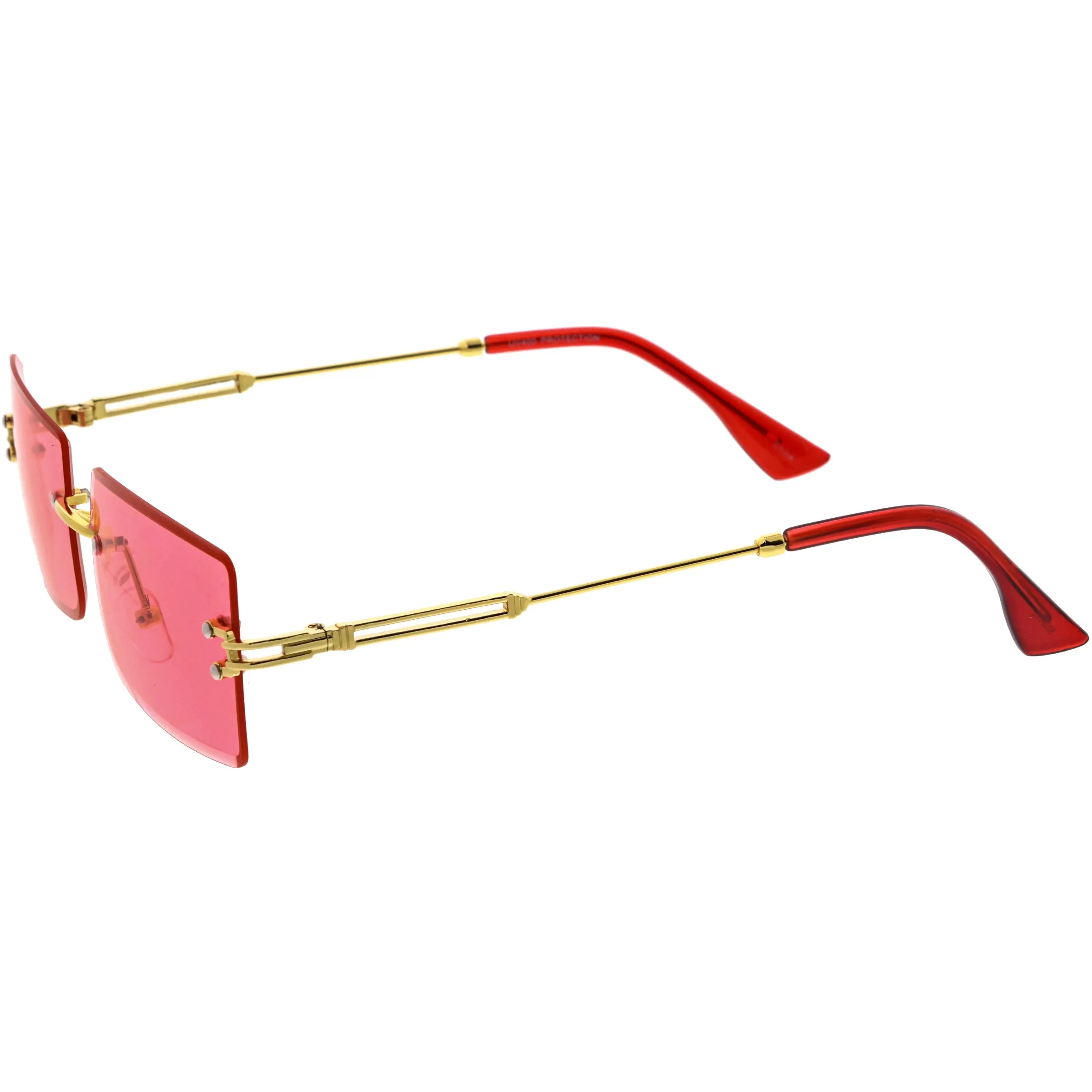 Luxe Color Tinted Bevelled Lens Metal Rectangle Sunglasses D224