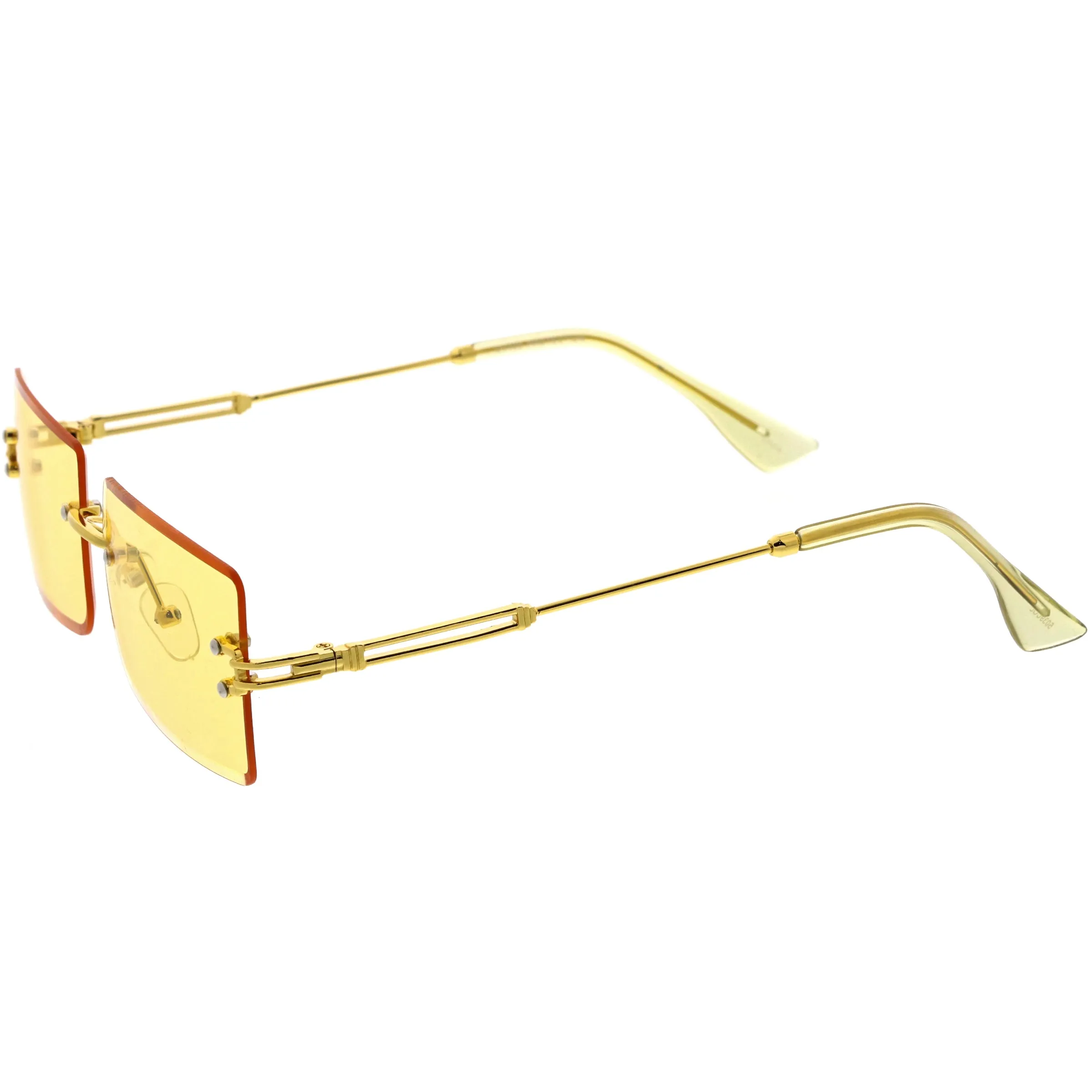 Luxe Color Tinted Bevelled Lens Metal Rectangle Sunglasses D224