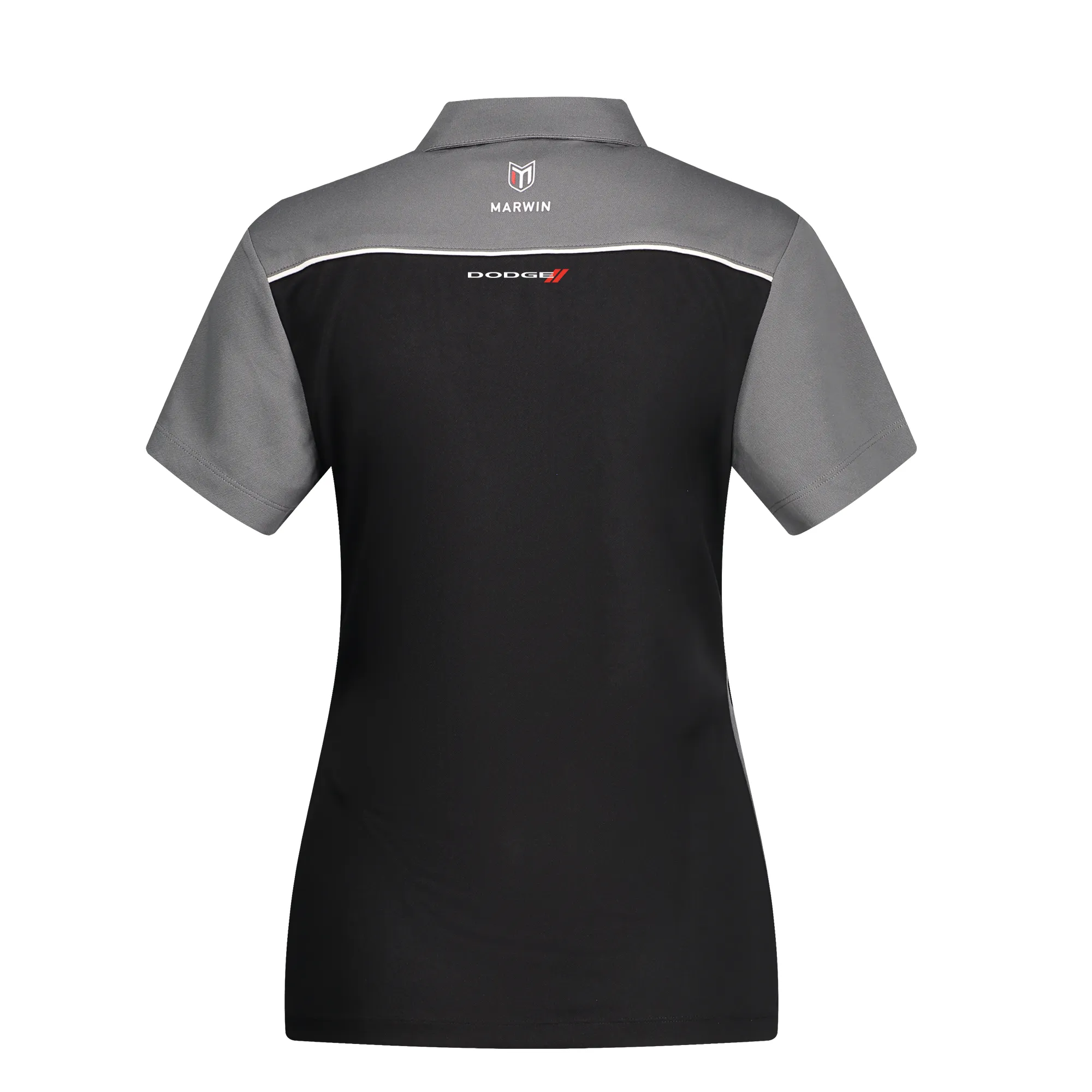 Marwin Sports Dodge Hellcat 3D Button Women's Polo - Black/Grey/White