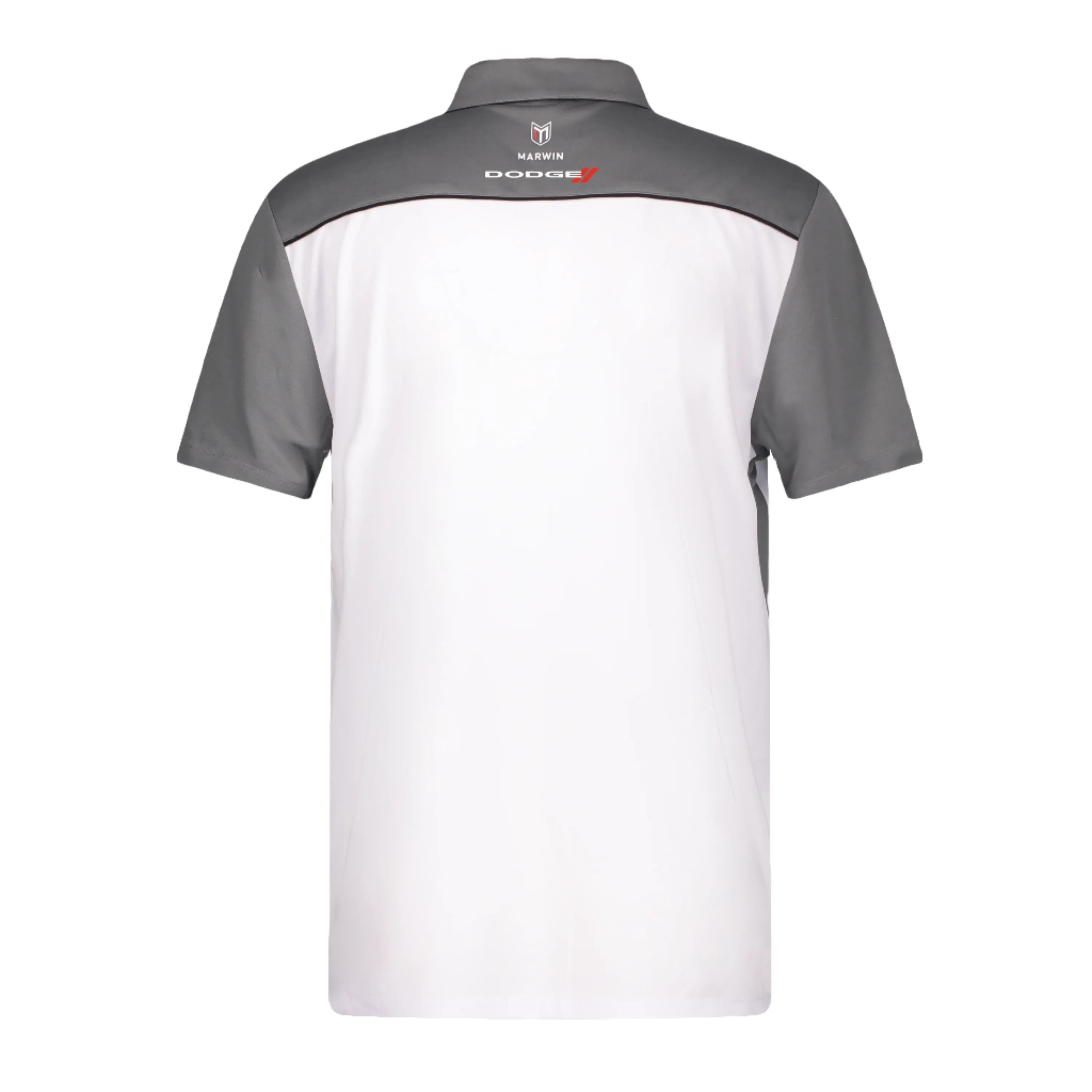 Marwin Sports Dodge Hellcat 3D  Men's Poly Zipper Polo - White/Grey/Black