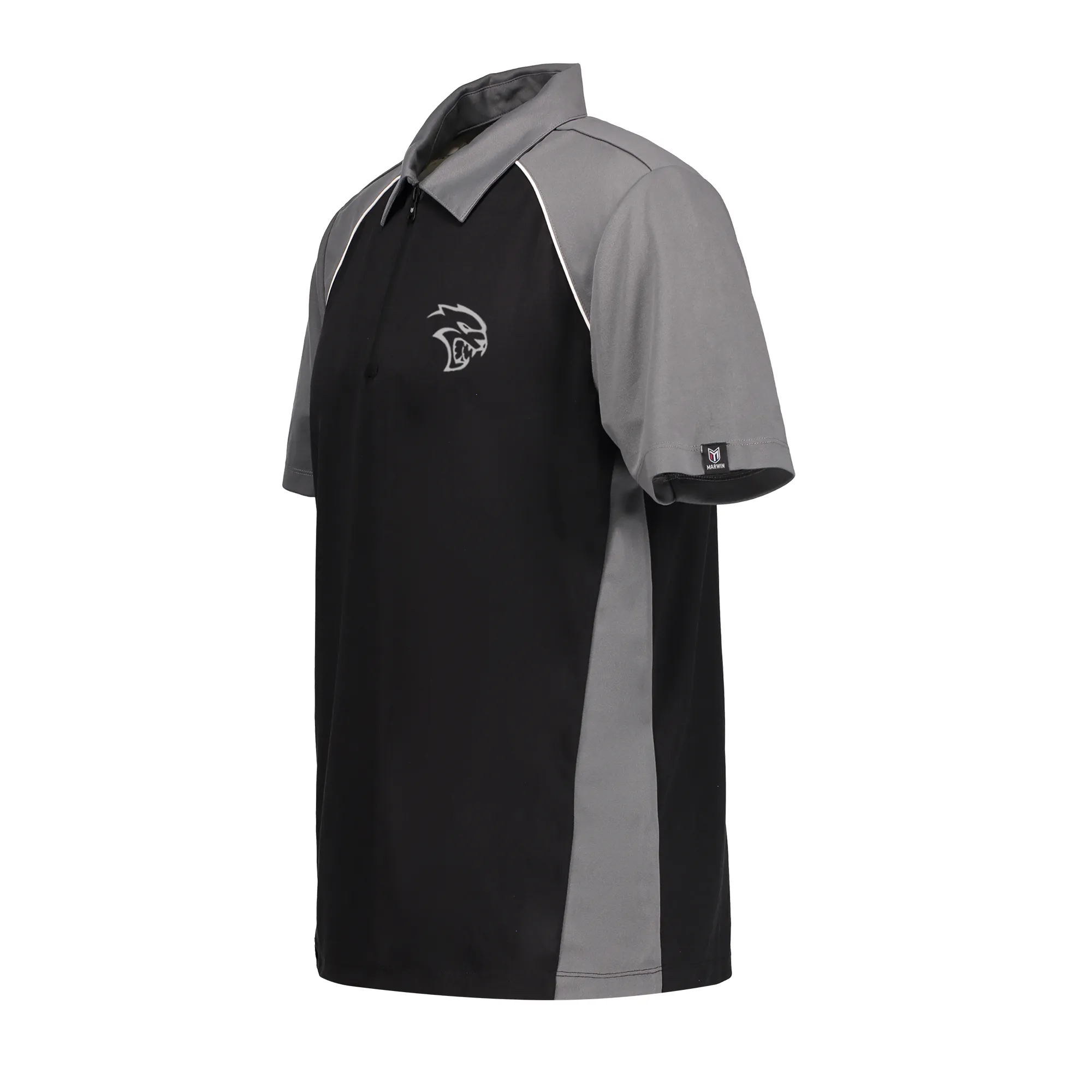 Marwin Sports Dodge Hellcat 3D Zipper Men's Polo - Black/Grey/White