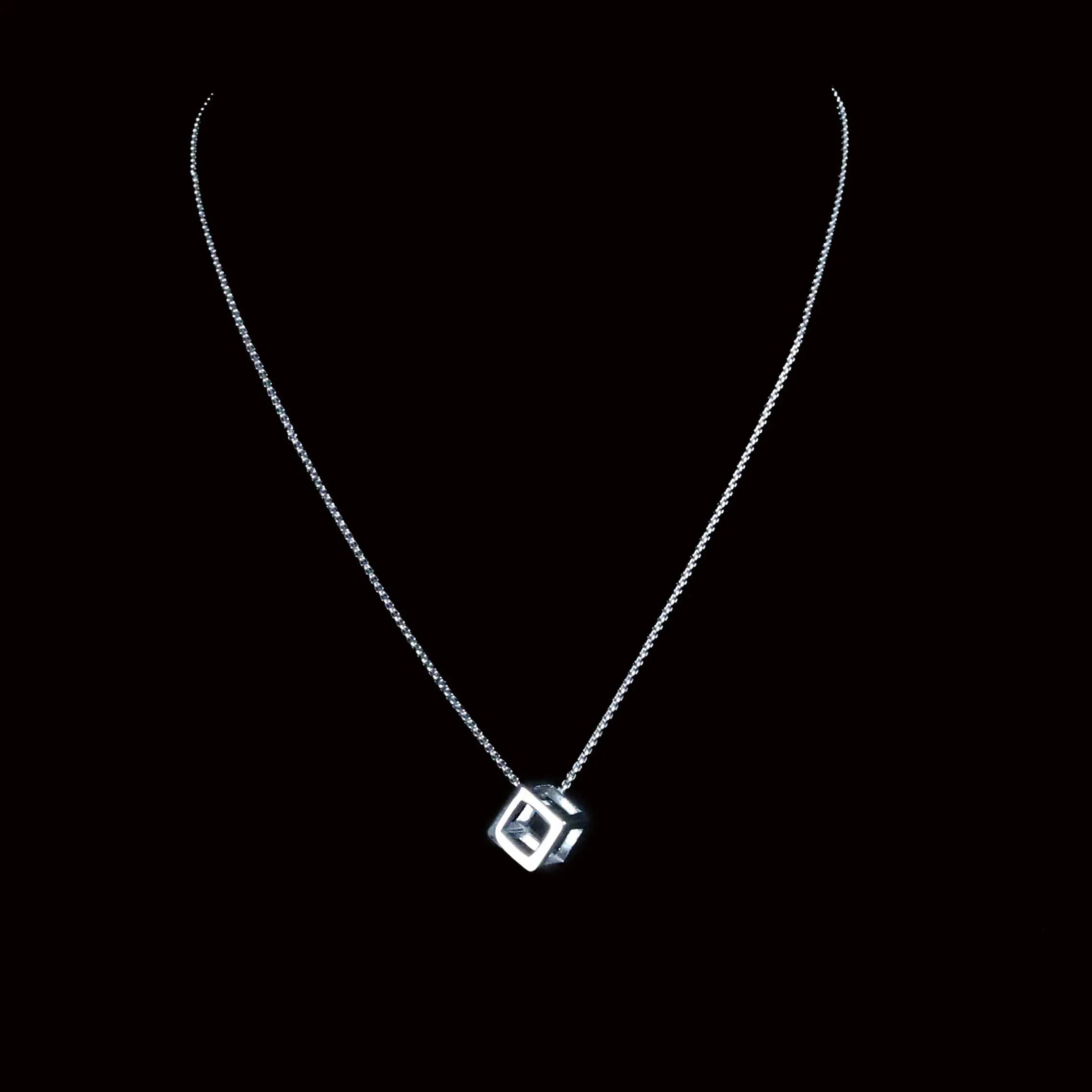 Mattis Stainless Steel Necklace with Geometric Square Pendant