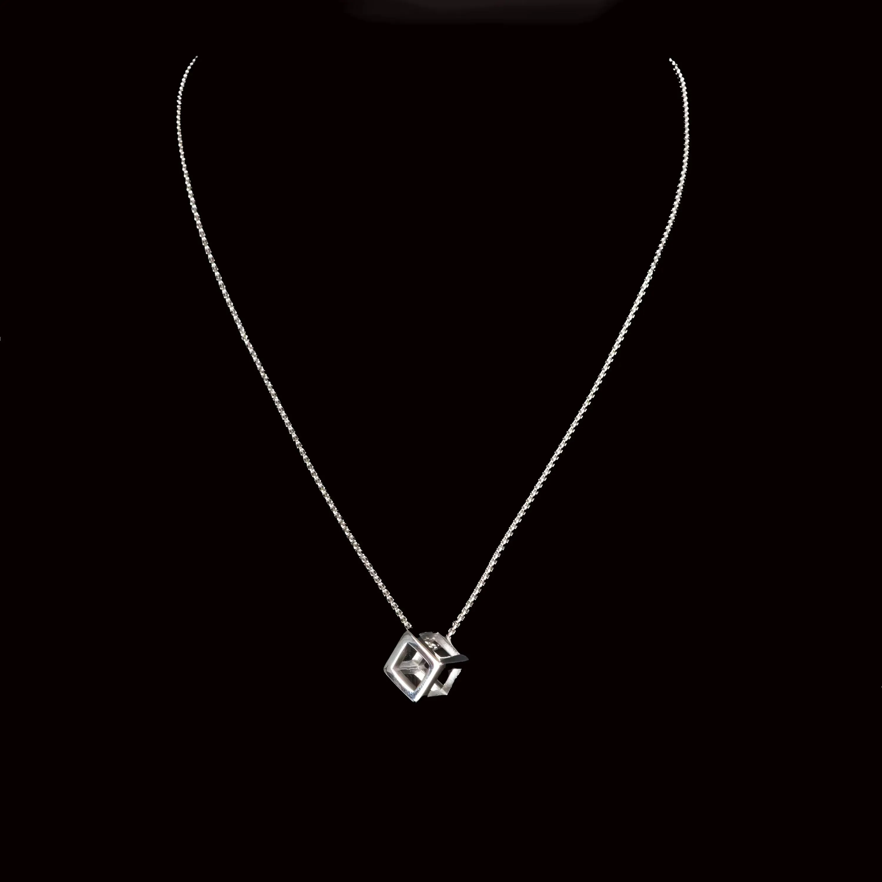 Mattis Stainless Steel Necklace with Geometric Square Pendant