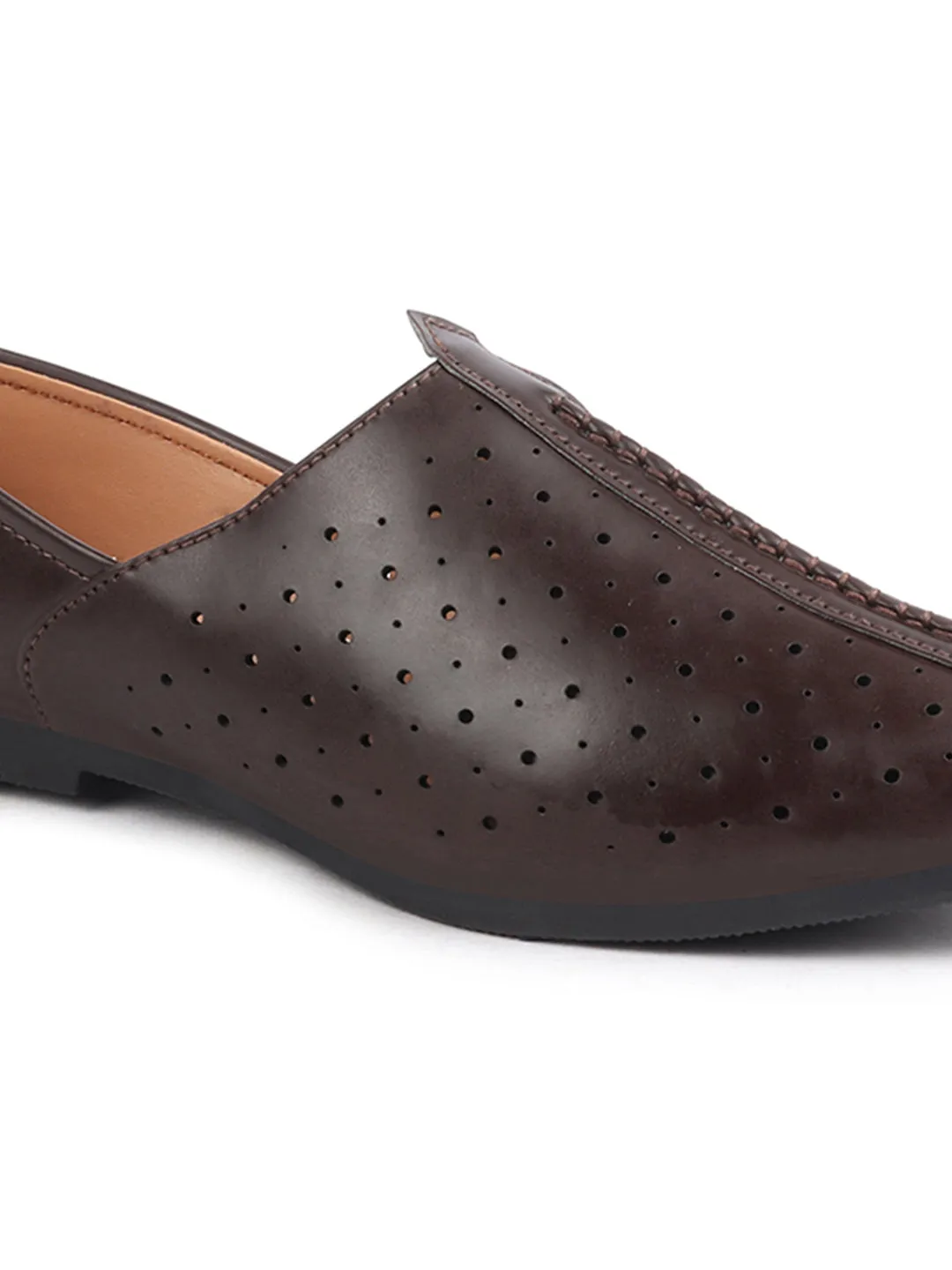 Men Brown Ethnic Slip-On Traditional Jutis & Mojaris