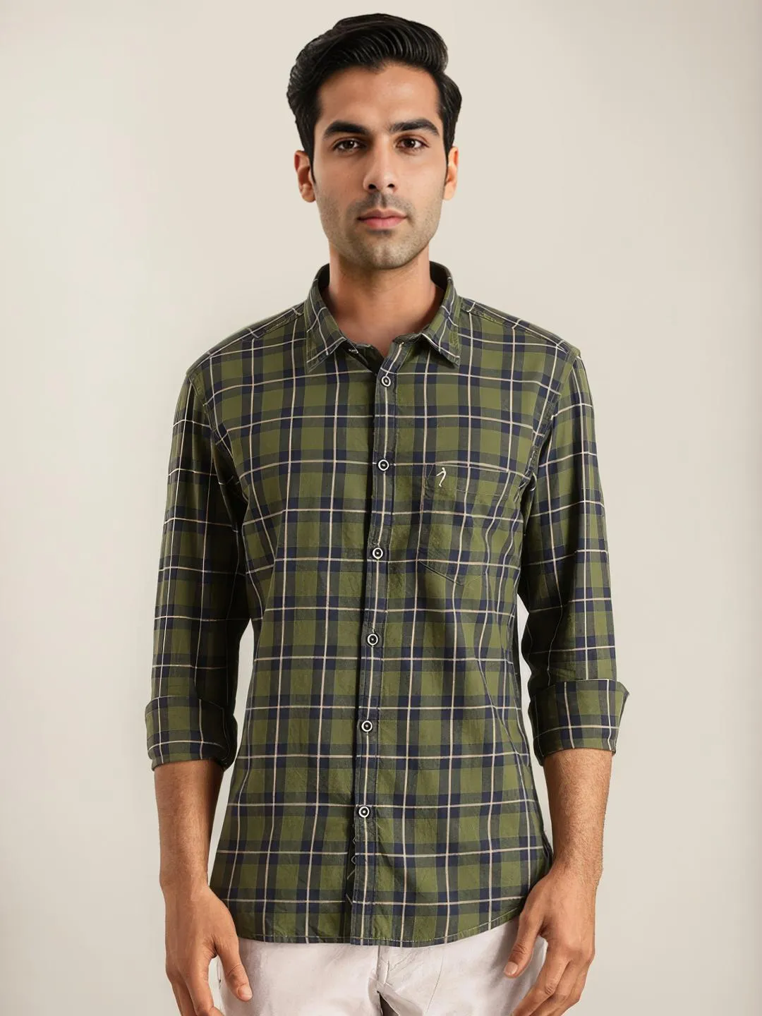 Men Checked Full Sleeve Cotton Shirt