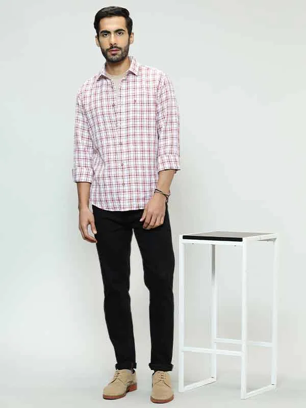 Men Checked Full Sleeve Linen Blend Shirt