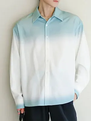 Mens Gradient Color Block Long Sleeve Shirt SKUK68891