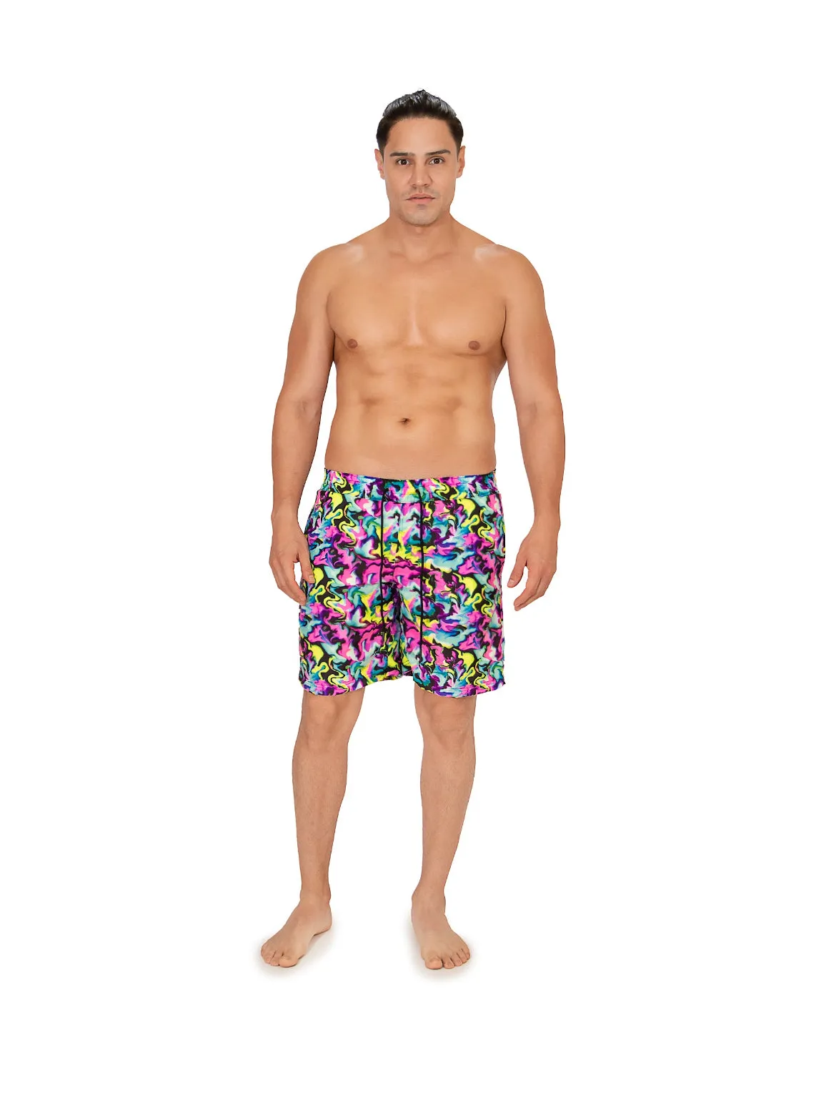 Neon marble men swim trunk