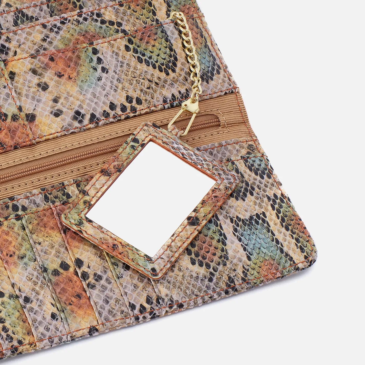 Rachel Continental Wallet in Printed Leather - Opal Snake Print