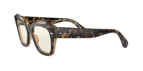 Ray-Ban RB2186 State Street Evolve Polarized Square Everglasses, Havana On Transparent Light Brown/Clear Grey Photochromic Blue Light Filter, 49 mm