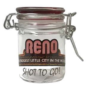 Souvenir Shot Glass Reno, Nevada, Biggest Little City in the World, Stash Jar Shot Glass