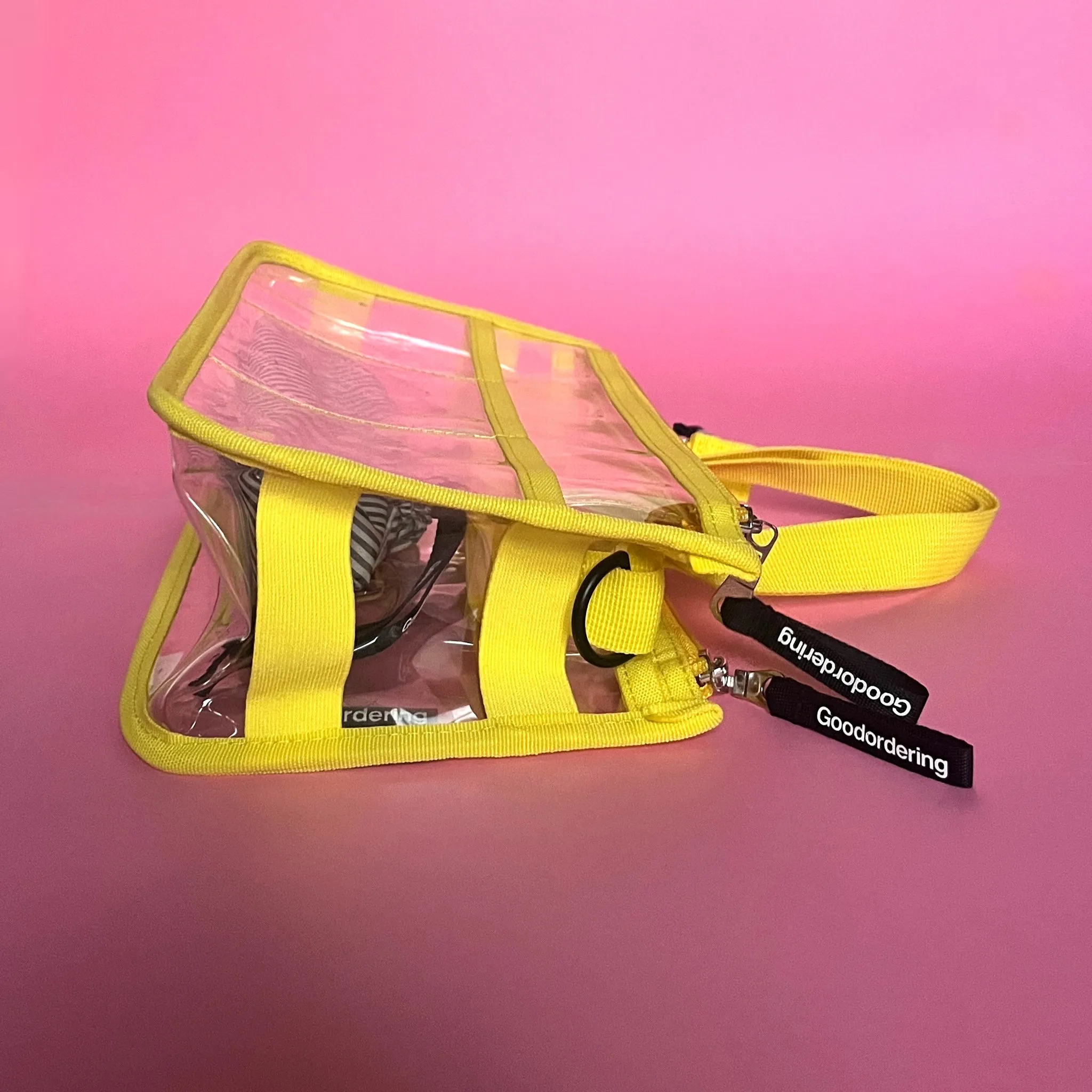 Stadium Bag / organiser transparent neon yellow concert clear bag