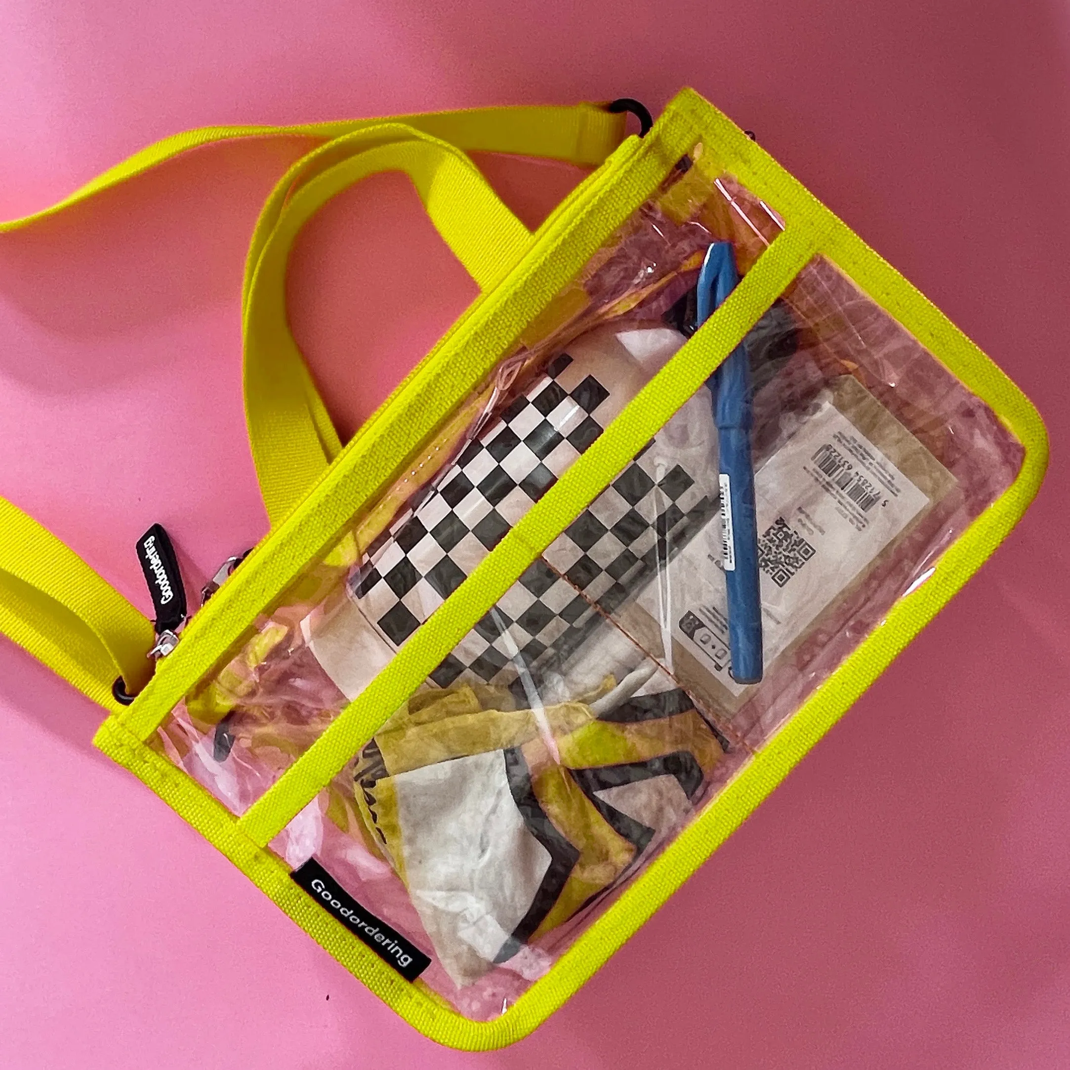 Stadium Bag / organiser transparent neon yellow concert clear bag