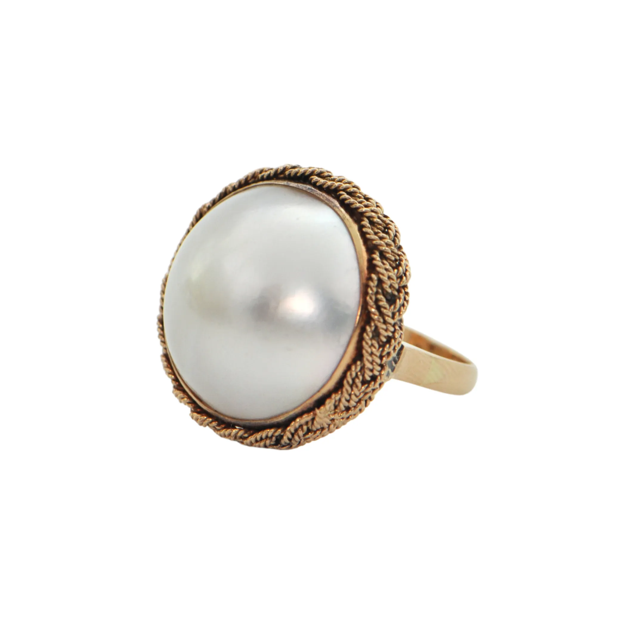 Vintage 14K Yellow Gold and Mabe Pearl Ring